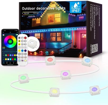 50ft IP67 Outdoor Waterproof Smart RGBIC Permanente Iluminação de Portas com 75 modos de cena e 36 leds